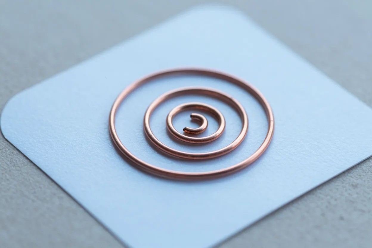 Κοντινή λήψη ετικέτας RFID με χάλκινη κεραία